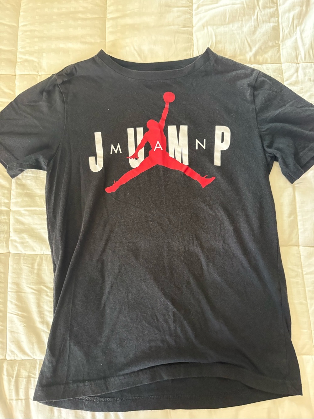 Jordan Black Short-Sleeve Tee with Red Jumpman and White Lettering